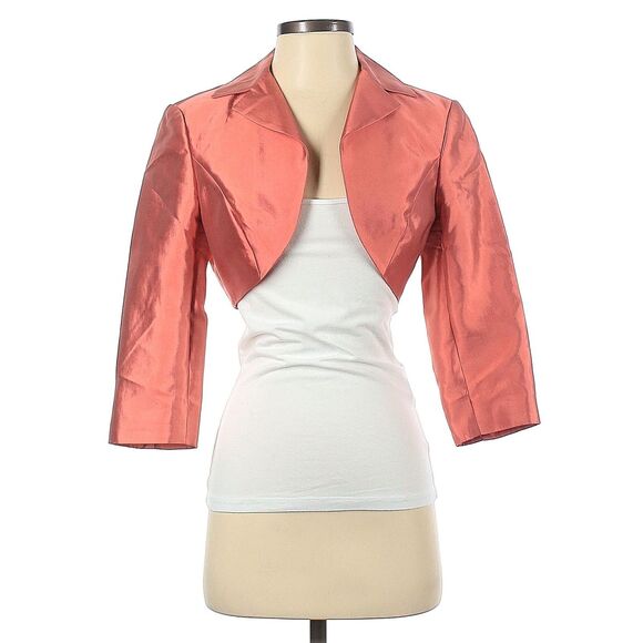 Vintage Y2K Adrianna Pink Silk Bolero Jacket Evening Fairy Cropped Size 4 - Picture 4 of 8